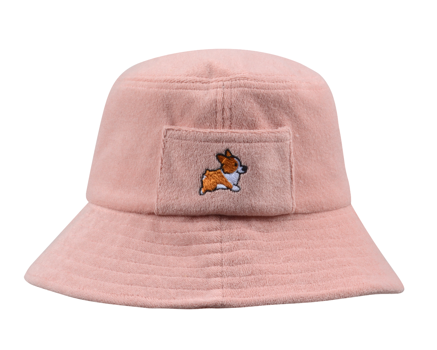 粉色小狗渔夫帽定做
